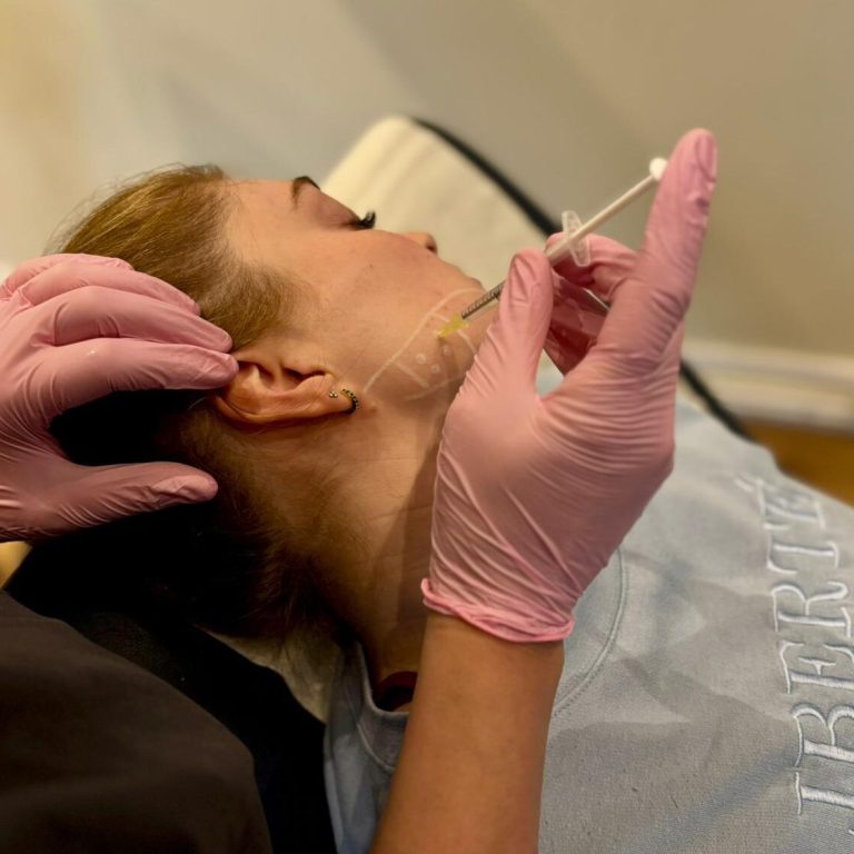 Medical Botox for Jaw Pain in Pro-active physio, Tewkesbury. Patient having a botox injection into her jaw.
